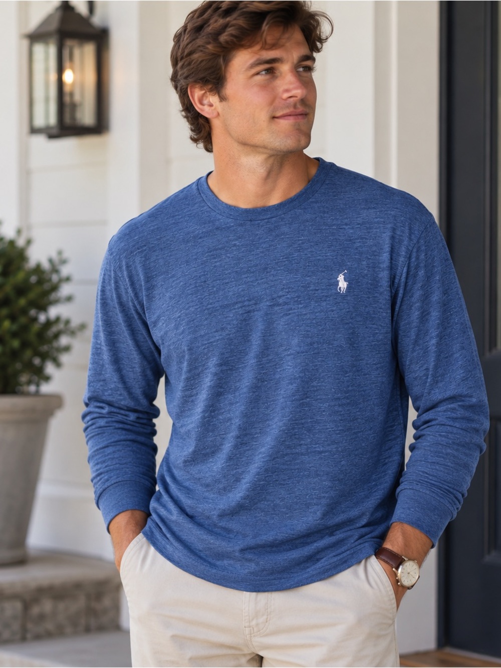 Polo Ralph Lauren Men’s XL Custom Slim Fit Blue Long Sleeve Shirt Pony Logo